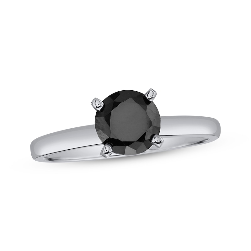 Main Image 1 of Black Diamond Solitaire Ring 2 ct tw 14K White Gold
