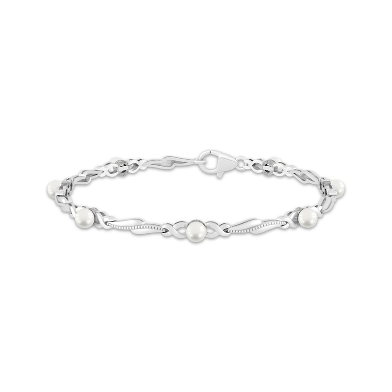 Cultured Pearl Swirl-Link Bracelet Sterling Silver 7.25"