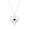 Thumbnail Image 1 of Unstoppable Love Lab-Created Ruby & White Lab-Created Sapphire Heart Loop Necklace Sterling Silver 18"