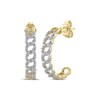 Thumbnail Image 1 of Diamond Cuban Curb Chain-Style Open Hoop Earrings 1/10 ct tw 10K Yellow Gold