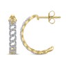 Thumbnail Image 3 of Diamond Cuban Curb Chain-Style Open Hoop Earrings 1/10 ct tw 10K Yellow Gold