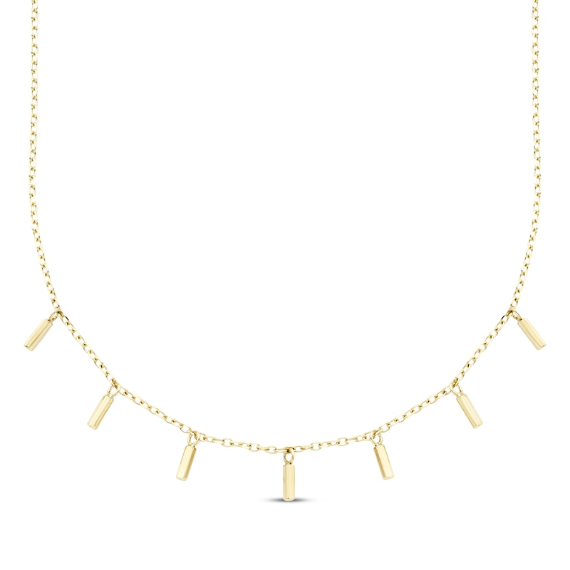 Bar Drop Station Necklace 10K Yellow Gold 18"