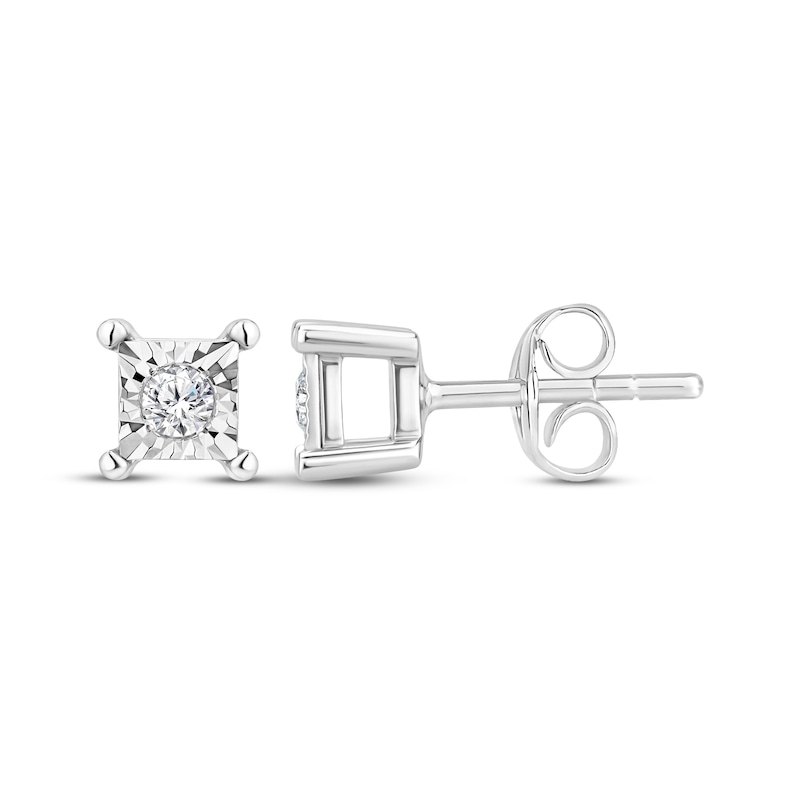 Main Image 1 of Diamond Solitaire Stud Earrings 1/6 ct tw Sterling Silver (J/I3)