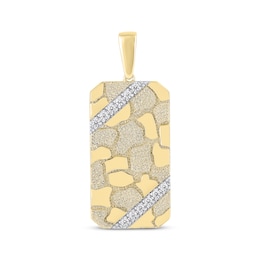 Men's Diamond Nugget Dog Tag Charm 1/4 ct tw 14K Yellow Gold
