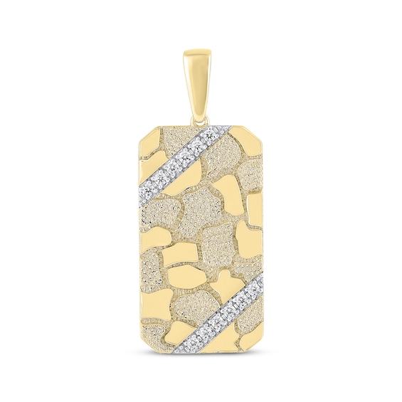 Men's Diamond Nugget Dog Tag Charm 1/4 ct tw 14K Yellow Gold