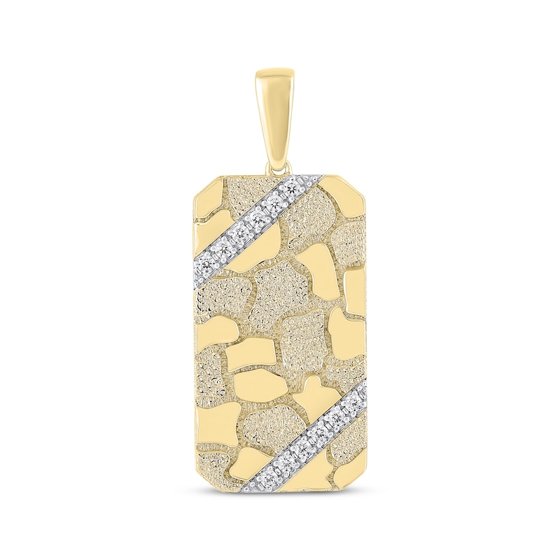 Main Image 1 of Men's Diamond Nugget Dog Tag Charm 1/4 ct tw 14K Yellow Gold