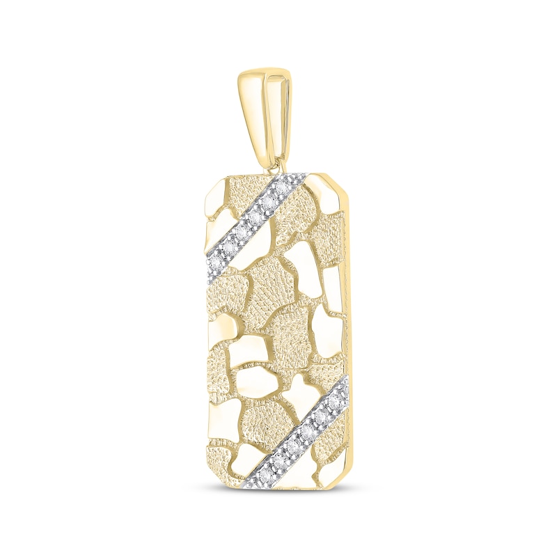 Main Image 2 of Men's Diamond Nugget Dog Tag Charm 1/4 ct tw 14K Yellow Gold