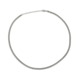 Greek Key Herringbone Chain Necklace 3.55mm Solid Sterling Silver 18"