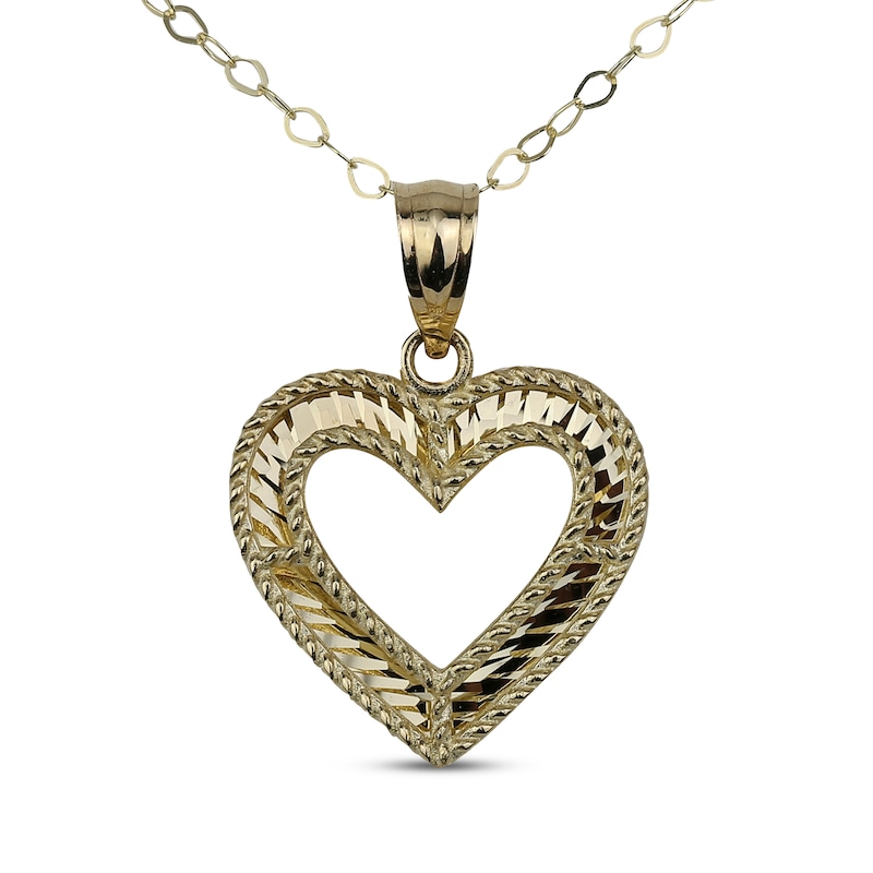 Main Image 1 of Diamond-Cut Mirror Heart Necklace 10K Yellow Gold 18"