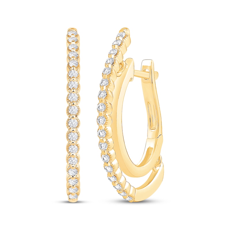 Unstoppable Love Diamond Double Hoop Earrings 1/3 ct tw 10K Yellow Gold