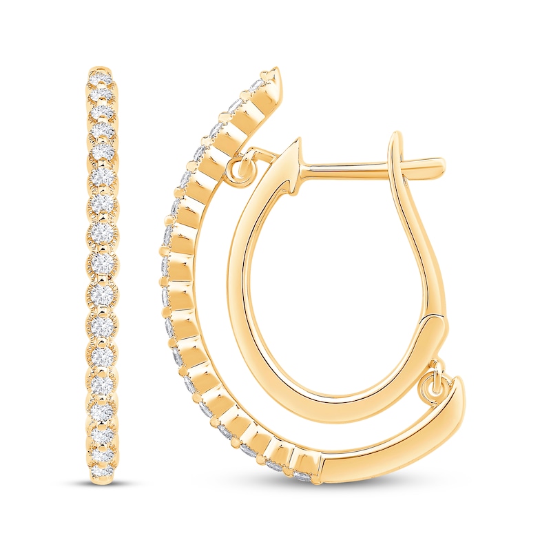 Unstoppable Love Diamond Double Hoop Earrings 1/3 ct tw 10K Yellow Gold