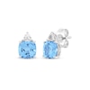 Thumbnail Image 1 of Cushion-Cut Swiss Blue Topaz & White Lab-Created Sapphire Stud Earrings Sterling Silver