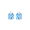 Thumbnail Image 2 of Cushion-Cut Swiss Blue Topaz & White Lab-Created Sapphire Stud Earrings Sterling Silver
