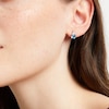 Thumbnail Image 4 of Cushion-Cut Swiss Blue Topaz & White Lab-Created Sapphire Stud Earrings Sterling Silver