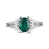 Thumbnail Image 3 of Oval-Cut Lab-Created Emerald & White Lab-Created Sapphire Ring Sterling Silver