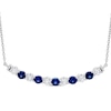 Thumbnail Image 1 of Lab-Grown diamond & Blue Lab-Created Sapphire Smile Necklace 1 ct tw 14K White Gold 18"