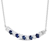 Thumbnail Image 2 of Lab-Grown diamond & Blue Lab-Created Sapphire Smile Necklace 1 ct tw 14K White Gold 18"