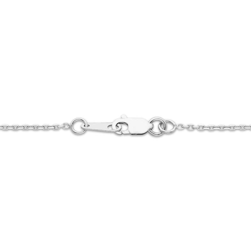 Main Image 3 of Lab-Grown diamond & Blue Lab-Created Sapphire Smile Necklace 1 ct tw 14K White Gold 18"