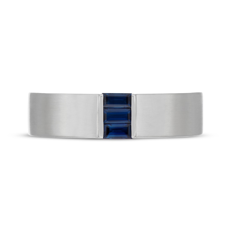 Main Image 3 of Neil Lane Men's Baguette-Cut Natural Blue Sapphire Wedding Band 14K White Gold