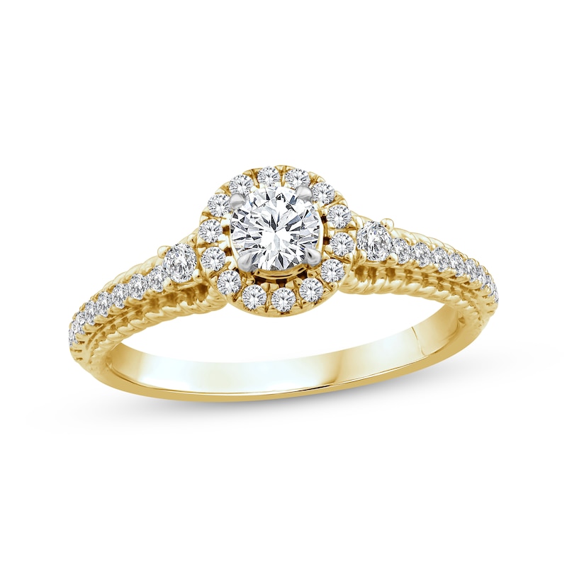 Main Image 1 of Threads of Love Round-Cut Diamond Engagement Ring 5/8 ct tw 14K Yellow Gold