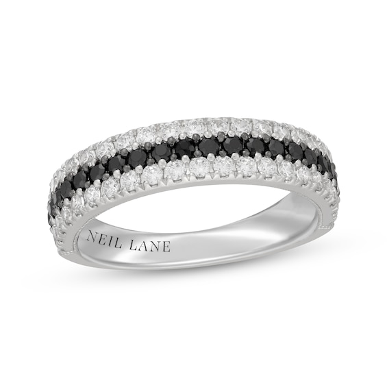 Neil Lane White & Black Diamond Three-Row Anniversary Ring 1 ct tw 14K Gold