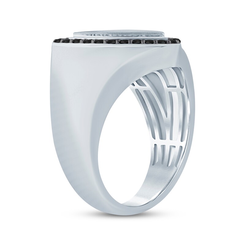 Main Image 2 of Men's Black Diamond Shield Ring 1/2 ct tw Sterling Silver