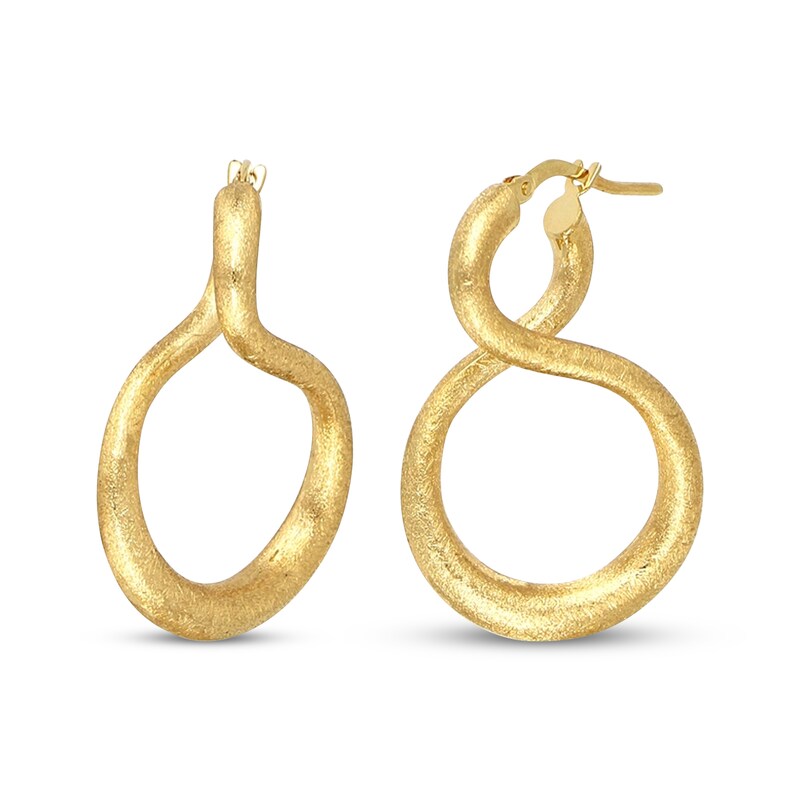 Main Image 1 of Satin-Finish Figure-Eight Hoop Earrings 14K Gold