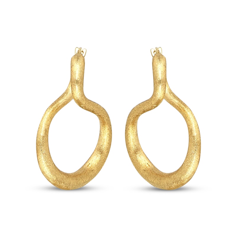 Main Image 2 of Satin-Finish Figure-Eight Hoop Earrings 14K Gold