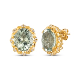 Le Vian Oval-Cut Green Quartz Earrings 1/4 ct tw Diamonds 14K Honey Gold