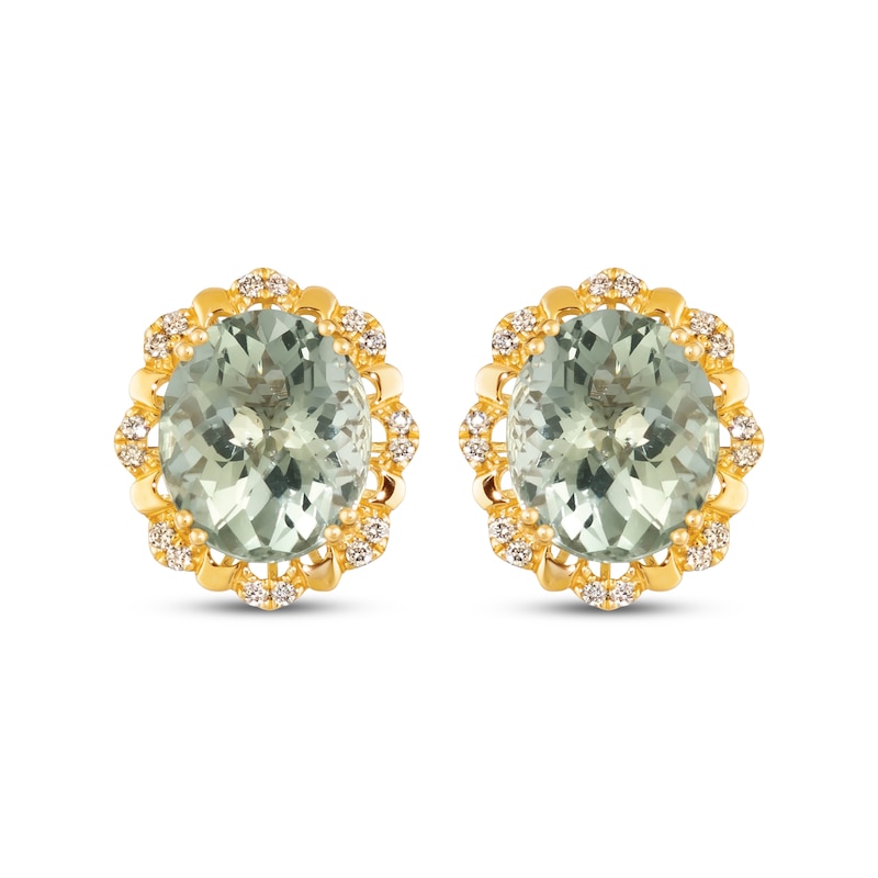 Main Image 2 of Le Vian Oval-Cut Green Quartz Earrings 1/4 ct tw Diamonds 14K Honey Gold