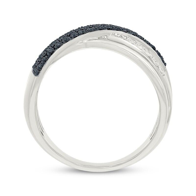 Main Image 3 of Black & White Diamond Crossover Ring 1/3 ct tw Sterling Silver
