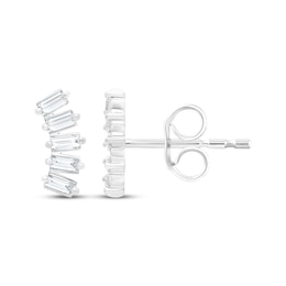 Baguette-Cut Diamond Five-Stone Curve Stud Earrings 1/3 ct tw 10K White Gold