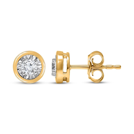 Radiant Reflections Round-Cut Diamond Bezel-Look Solitaire Stud Earrings 3/8 ct tw 10K Yellow Gold (J/I3)