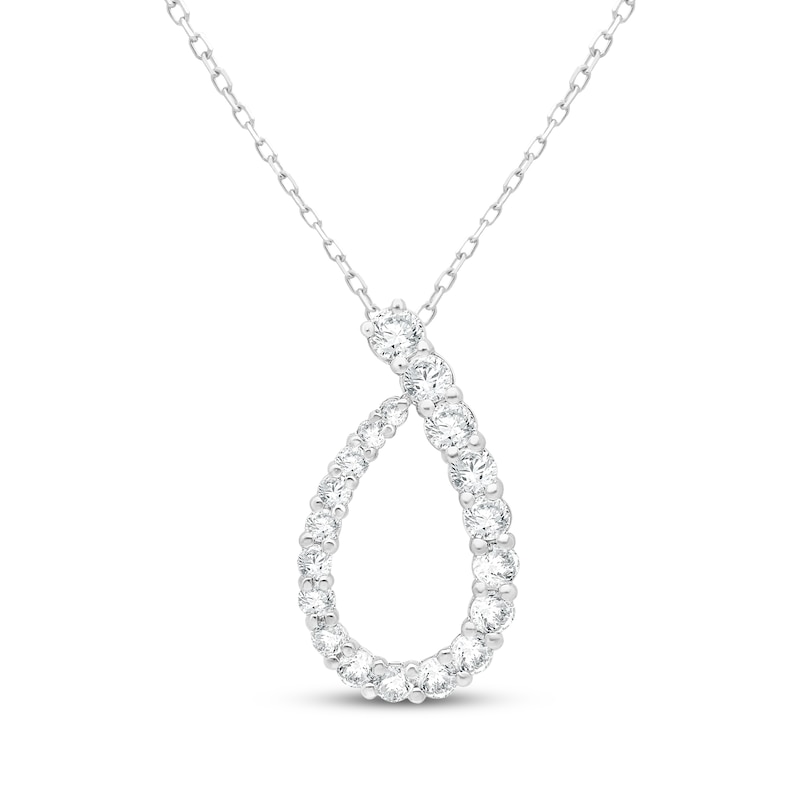 Main Image 1 of KAY Lab-Grown Diamonds Graduated Teardrop Necklace 1/2 ct tw 14K White Gold 18"