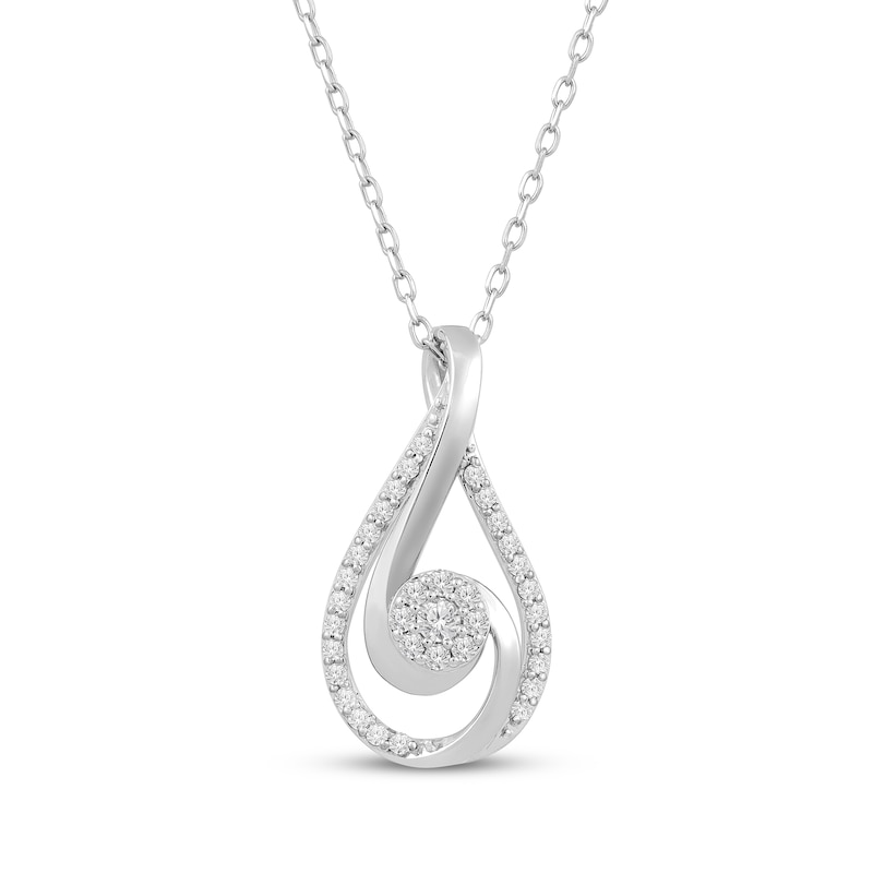 Main Image 1 of Diamond Swirl Necklace 1/4 ct tw Sterling Silver