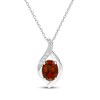 Thumbnail Image 1 of Oval-Cut Garnet & White Lab-Created Sapphire Necklace Sterling Silver 18&quot;