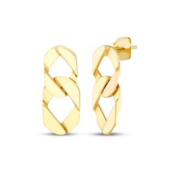 Cuban Chain Link Dangle Earrings 14K Yellow Gold