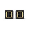 Thumbnail Image 2 of Men's Round & Baguette-Cut Black Diamond Square Stud Earrings 1 ct tw 10K Yellow Gold