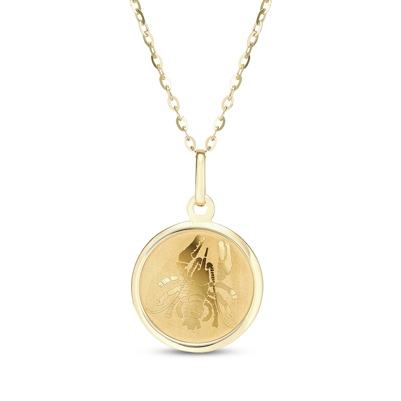 Main Image 1 of Zodiac Cancer Medallion Necklace 14K Yellow Gold 18"