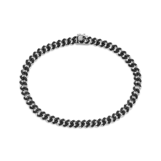 Men's Black Diamond Curb Chain Bracelet 1-1/4 ct tw Sterling Silver 8.5"
