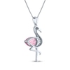 Thumbnail Image 3 of Pear-Shaped Pink Lab-Created Sapphire & White Lab-Created Sapphire Flamingo Necklace Sterling Silver 18"