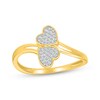 Thumbnail Image 1 of Multi-Diamond Heart Bypass Ring 1/6 ct tw 10K Yellow Gold