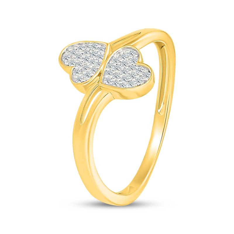 Main Image 2 of Multi-Diamond Heart Bypass Ring 1/6 ct tw 10K Yellow Gold