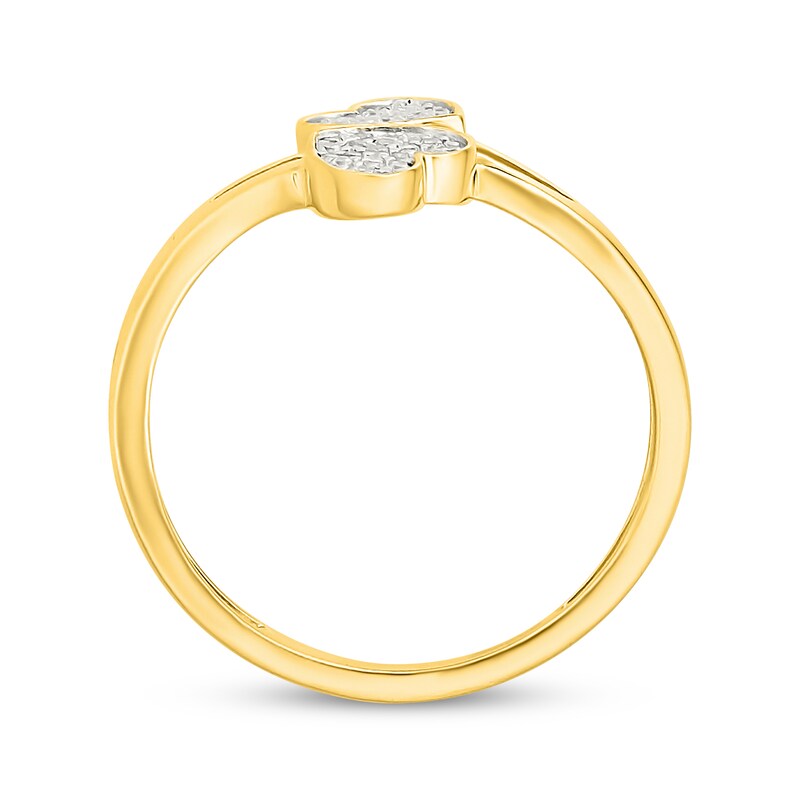 Main Image 3 of Multi-Diamond Heart Bypass Ring 1/6 ct tw 10K Yellow Gold