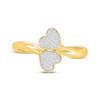 Thumbnail Image 4 of Multi-Diamond Heart Bypass Ring 1/6 ct tw 10K Yellow Gold