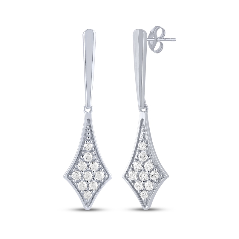 Main Image 1 of Diamond Kite-Shaped Dangle Earrings 1/4 ct tw 10K White Gold