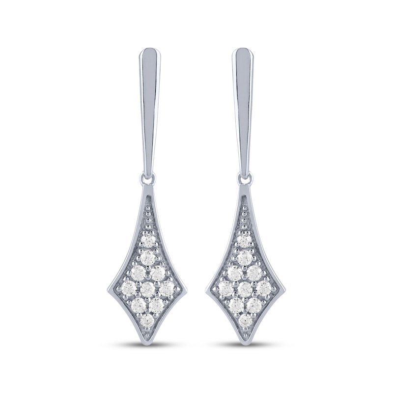 Main Image 2 of Diamond Kite-Shaped Dangle Earrings 1/4 ct tw 10K White Gold