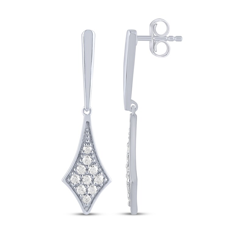 Main Image 3 of Diamond Kite-Shaped Dangle Earrings 1/4 ct tw 10K White Gold