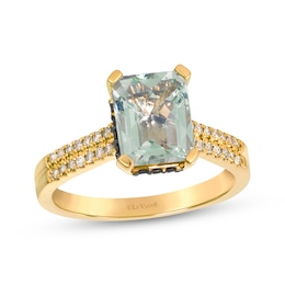 Le Vian Emerald-Cut Green Quartz & Tsavorite Ring 1/3 ct tw Diamonds 14K Honey Gold