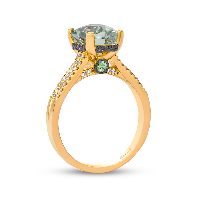 Main Image 2 of Le Vian Emerald-Cut Green Quartz & Tsavorite Ring 1/3 ct tw Diamonds 14K Honey Gold